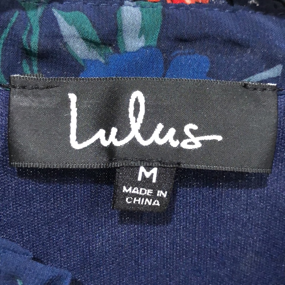 Lulus Floral Dark Navy Blue Midi Dress - Picture 11 of 14